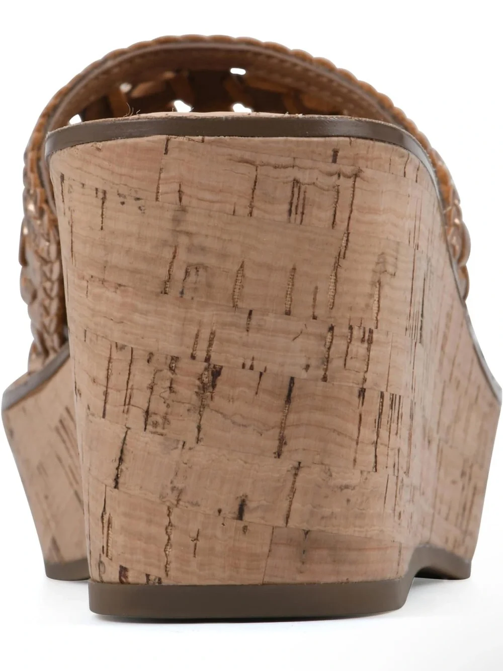 White Mountain Woven Metallic Cork Wedge Slide - Rose Gold